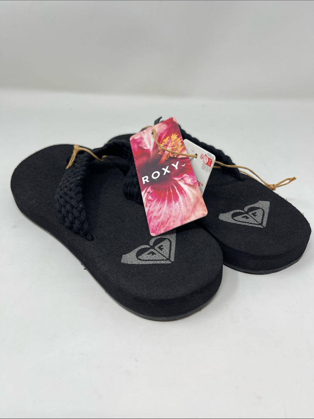 Roxy Women's Black Braided Thong Sandals - Picture 3 of 4